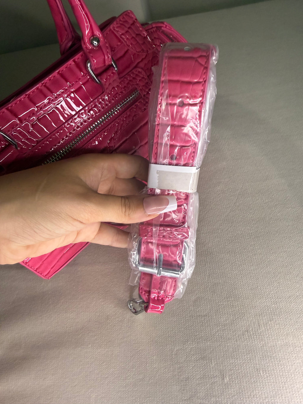 Sac effet croco rose fuschia