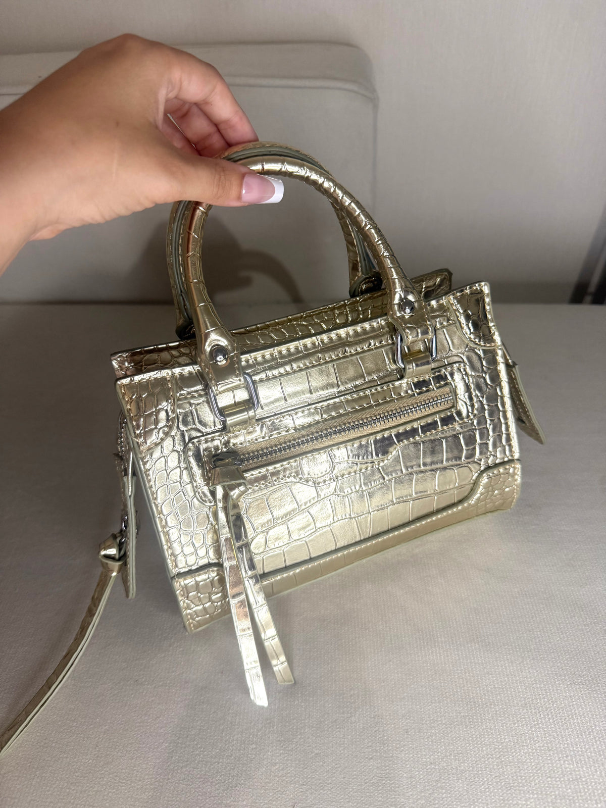 Sac effet croco doré