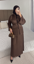 Ensemble style japonais marron satiné